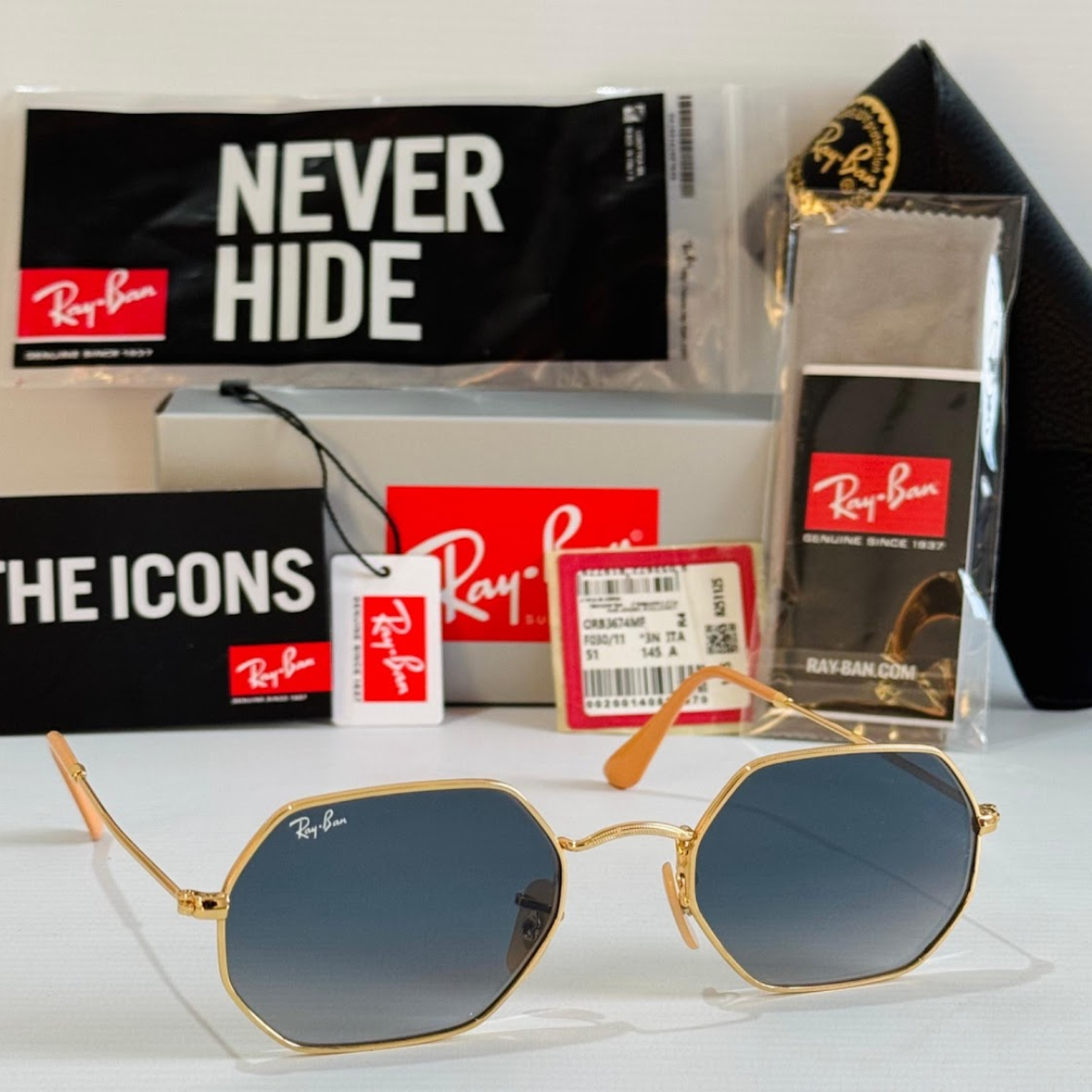 OCTOGONAL GOLD AZUL DEGRADE PLANTILLA BEIGE